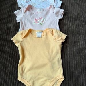 Laura Ashley Pink and Yellow Baby Bodysuit Set